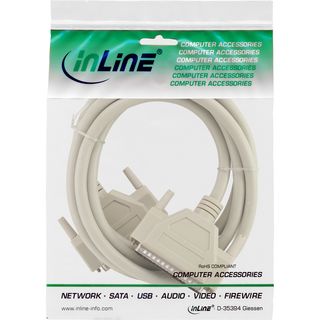 InLine Serielles Kabel, 37pol Stecker / Stecker, vergossen, 1:1 belegt, 2m