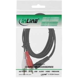 InLine Cinch/Klinke Kabel, 2x Cinch Stecker an 3,5mm Klinke Stecker, 10m