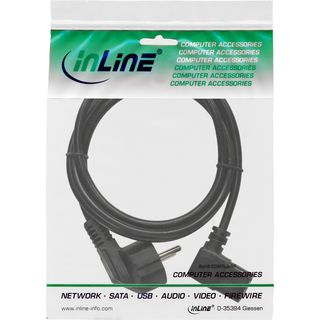 InLine Netzkabel, Schutzkontakt gewinkelt auf Kaltgertestecker C13 rechts abgewinkelt, 1,8m, schwarz