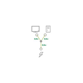 InLine Netz-Y-Kabel, Kaltgerte, 1x IEC-C14 auf 2x IEC-C13, 1,8m