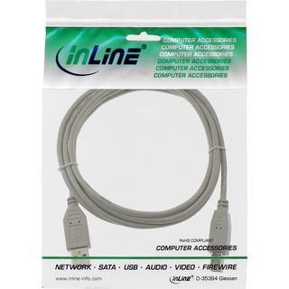 InLine USB 2.0 Kabel, A an B, beige, 3m