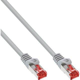 InLine Patchkabel, S/FTP (PiMf), Cat.6, 250MHz, PVC, Kupfer, grau, 1m