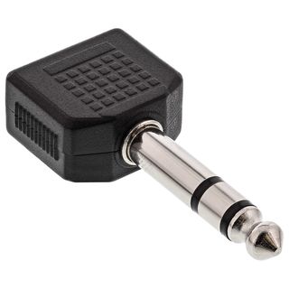 InLine Audio Adapter, 6,3mm Klinke Stecker Stereo an 2x 3,5mm Klinke Buchse, Stereo
