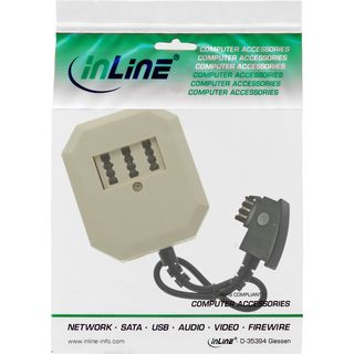 InLine TAE Adapter, TAE-F Stecker an TAE NFF + RJ11 (6P4C) Buchse, 0,2m