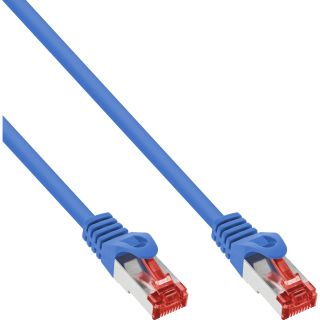 InLine Patchkabel, S/FTP (PiMf), Cat.6, 250MHz, PVC, Kupfer, blau, 0,3m