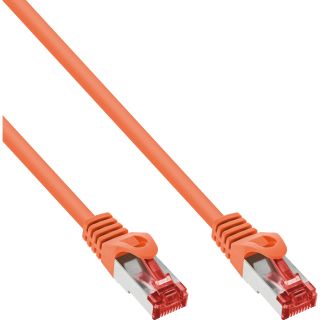 InLine Patchkabel, S/FTP (PiMf), Cat.6, 250MHz, PVC, Kupfer, orange, 0,3m