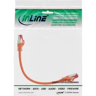 InLine Patchkabel, S/FTP (PiMf), Cat.6, 250MHz, PVC, Kupfer, orange, 0,3m
