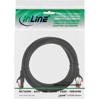 InLine Patchkabel, S/FTP (PiMf), Cat.6, 250MHz, PVC, Kupfer, schwarz, 0,5m