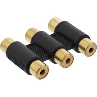 InLine Audio/Video Adapter, 3x Cinch Buchse auf 3x Cinch Buchse, vergoldet