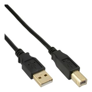 InLine USB 2.0 Kabel, A an B, schwarz, Kontakte gold, 2m