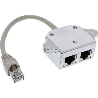 InLine ISDN Port-Doppler, 1x RJ45 Stecker an 2x RJ45 Buchse, mit Kabel