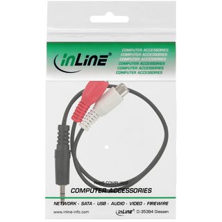 InLine Cinch/Klinke Kabel, 2x Cinch Buchse an 3,5mm Klinke Stecker, 0,2m