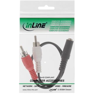 InLine Cinch/Klinke Kabel, 2x Cinch Stecker an 3,5mm Klinke Buchse, 0,2m