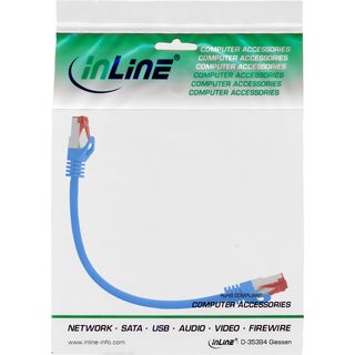 InLine Patchkabel, S/FTP (PiMf), Cat.6, 250MHz, PVC, Kupfer, blau, 0,25m