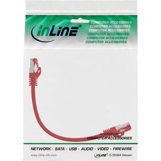 InLine Patchkabel, S/FTP (PiMf), Cat.6, 250MHz, PVC, Kupfer, rot, 0,25m