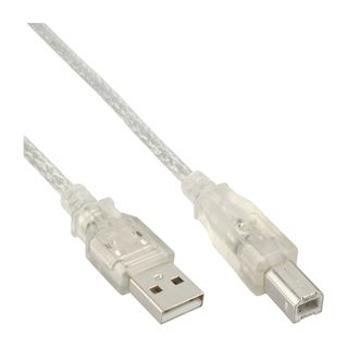 InLine USB 2.0 Kabel, A an B, transparent, 5m
