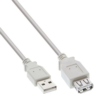 InLine USB 2.0 Verlngerung, Stecker / Buchse, Typ A, beige, 0,3m