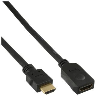 InLine HDMI Verlngerung, HDMI-High Speed, Stecker / Buchse, schwarz, vergoldete Kontakte, 5m