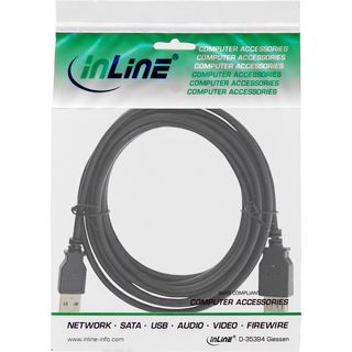 InLine USB 2.0 Verlngerung, Stecker / Buchse, Typ A, schwarz, 3m