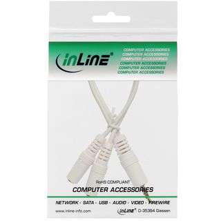 InLine Klinken Y-Kabel, 3,5mm Klinke Stecker an 2x 3,5mm Klinke Buchse, Stereo, wei/vergoldet