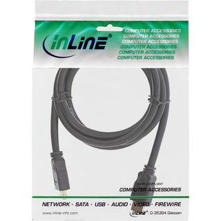 InLine HDMI Kabel, HDMI-High Speed, Stecker / Stecker, verg. Kontakte, schwarz, 2m