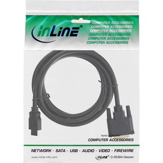 InLine HDMI-DVI Kabel, vergoldete Kontakte, HDMI Stecker auf DVI 18+1 Stecker, 2m
