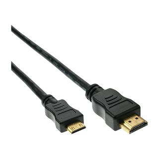 InLine HDMI Mini Kabel, High Speed HDMI Cable, Stecker A auf C, verg. Kontakte, schwarz, 1m