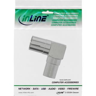 InLine Antenne Koaxial Verbinder Stecker / Buchse, 90 gewinkelt, Metall