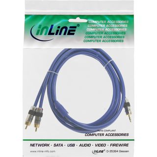 InLine Cinch/Klinke Kabel, PREMIUM, 2x Cinch Stecker an 3,5mm Klinke Stecker, 1m