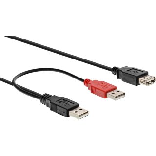 InLine USB 2.0 Y-Anschlusskabel, 2x Stecker A an Buchse A, 0,2m