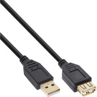 InLine USB 2.0 Verlngerung, Stecker / Buchse, Typ A, schwarz, Kontakte gold, 1m