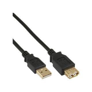 InLine USB 2.0 Verlngerung, Stecker / Buchse, Typ A, schwarz, Kontakte gold, 2m