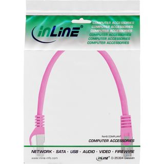 InLine Patchkabel, SF/UTP, Cat.5e, pink, 0,25m