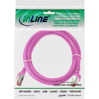 InLine Patchkabel, S/FTP (PiMf), Cat.6, 250MHz, PVC, Kupfer, pink, 3m