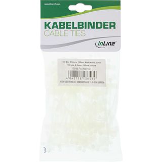 InLine Kabelbinder, Lnge 100mm, Breite 2,5mm, 100 Stck, Markierfeld quer 8x24mm