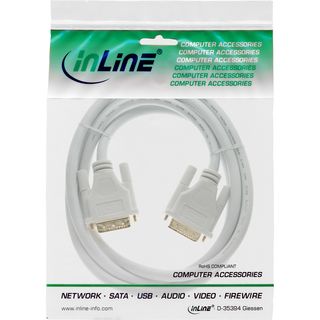InLine DVI-D Kabel, digital 24+1 Stecker / Stecker, Dual Link, wei / gold, 2m