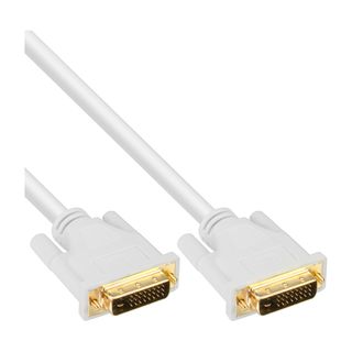InLine DVI-D Kabel, digital 24+1 Stecker / Stecker, Dual Link, wei / gold, 3m