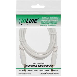 InLine Klinke Kabel, 3,5mm Stecker / Stecker, Stereo, weiß / gold, 1,5m