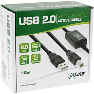 InLine USB 2.0 Kabel, aktiv mit Signalverstärkung Repeater, A an B, 10m