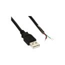 InLine USB 2.0 Kabel, A an offenes Ende, schwarz, 2m, bulk