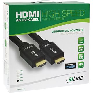 InLine HDMI Kabel, HDMI-High Speed mit Ethernet, Stecker / Stecker, aktiv, schwarz / gold, 30m