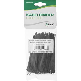 InLine Kabelbinder, Lnge 100mm, Breite 2,5mm, schwarz, 100 Stck