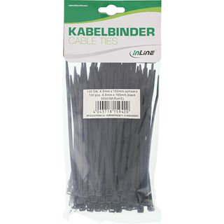 InLine Kabelbinder, Lnge 160mm, Breite 4,8mm, schwarz, 100 Stck