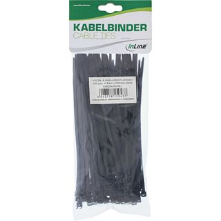 InLine Kabelbinder, Lnge 200mm, Breite 4,8mm, schwarz, 100 Stck