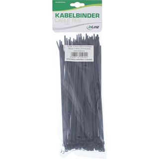 InLine Kabelbinder, Lnge 250mm, Breite 4,8mm, schwarz, 100 Stck