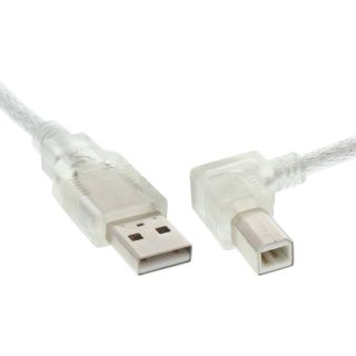 InLine USB 2.0 Kabel, A an B rechts abgewinkelt, transparent, 3m