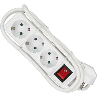 InLine Steckdosenleiste, 3-fach Schutzkontakt, mit Schalter, 1,5m, wei