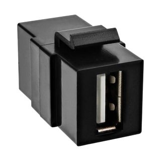 InLine USB 2.0 Keystone Snap-In Einsatz, USB A Buchse/Buchse, schwarzes Gehuse