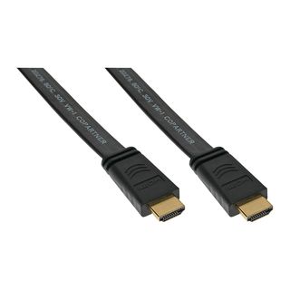 InLine HDMI Flachkabel, HDMI-High Speed mit Ethernet, verg. Kontakte, schwarz, 7,5m