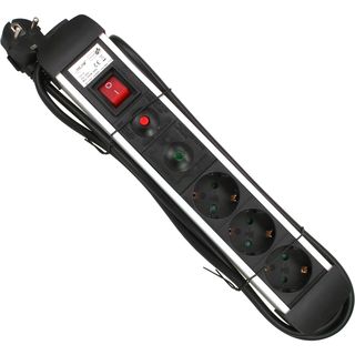 InLine Steckdosenleiste, Alu, 3-fach Schutzkontakt, mit berlast- und berspannungsschutz, mit Schalter, 1,5m
